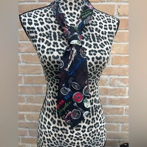 Nicole Miller Cycling Schwinn  Bicycle Racing Necktie Men Tie Silk Vintage 1990